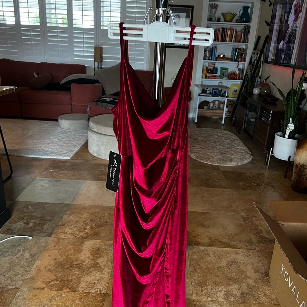 AZ Occasion Burgundy Velvet Dress